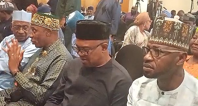 Peter Obi sitting along side Rotimi Amaechi