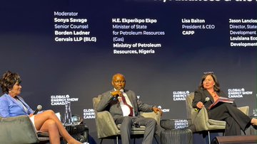 Minister of State for Petroleum (Gas), Ekperikpe Ekpo, during the opening day of the 2026 Global Energy Show in Calgary, Canada